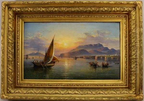 Sorrento At Sunset Oil Painting by Consalvo Carelli