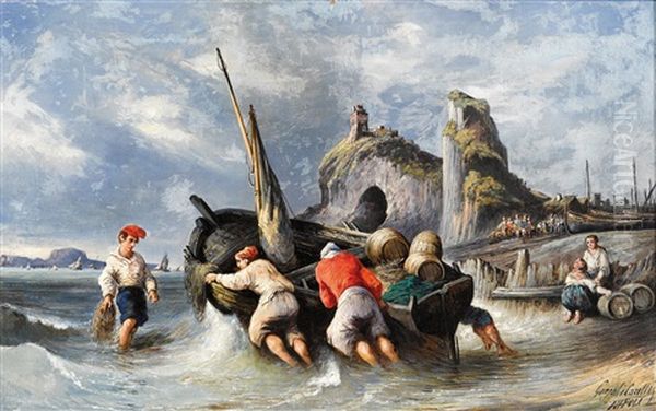 Setting Off To Fish Oil Painting by Consalvo Carelli