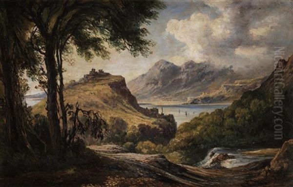 Vue Du Chateau De Salerno Oil Painting by Consalvo Carelli