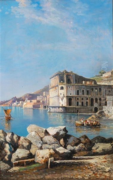 View Of The Palazzo Donn'anna In Posillipo Oil Painting by Consalvo Carelli