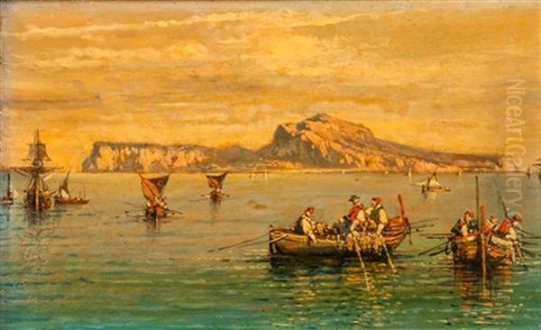 Italian Boating Scenes (two Works) Oil Painting by Consalvo Carelli