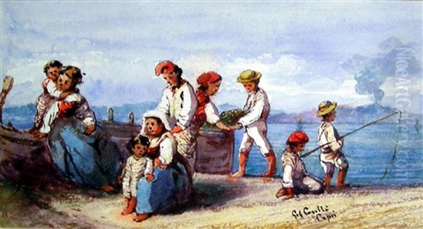 I Bambini Dei Pescatori Di Capri Oil Painting by Consalvo Carelli