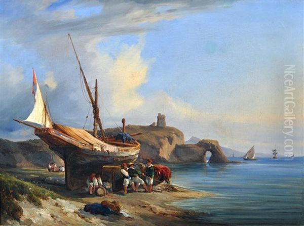 La Pesca Oil Painting by Consalvo Carelli