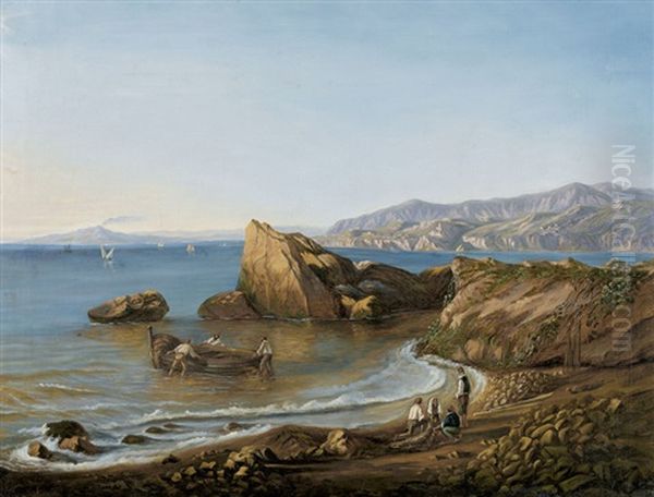 Paesaggio Della Penisola Sorrentina Oil Painting by Consalvo Carelli