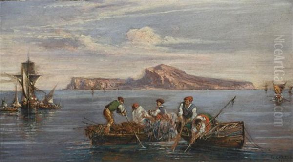 Fishermen Near Capri Oil Painting by Consalvo Carelli