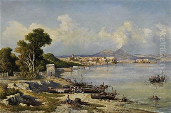 Fuher Morgen In Der Bucht Von Neapel Oil Painting by Consalvo Carelli