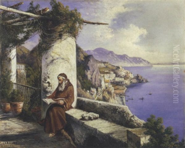 Amalfi Dai Cappuccini Oil Painting by Consalvo Carelli