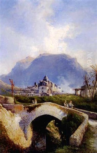 Capri Ponte Di Tiberio Oil Painting by Consalvo Carelli