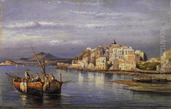 Pascatori A Pozzuoli Oil Painting by Consalvo Carelli