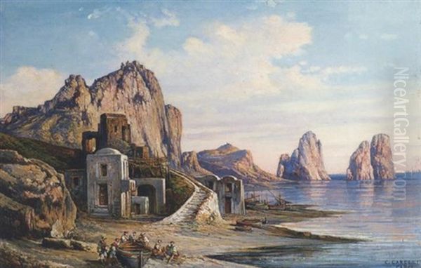 I Faraglioni A Capri Oil Painting by Consalvo Carelli