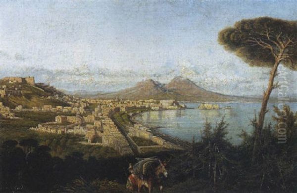 Napoli, Veduta Del Golfo Oil Painting by Consalvo Carelli