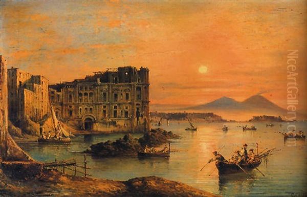 Fishing In The Bay Of Naples by Consalvo Carelli