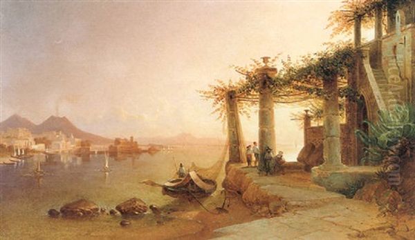 Bucht Von Neapel Mit Blick Auf Den Vesuv Oil Painting by Consalvo Carelli