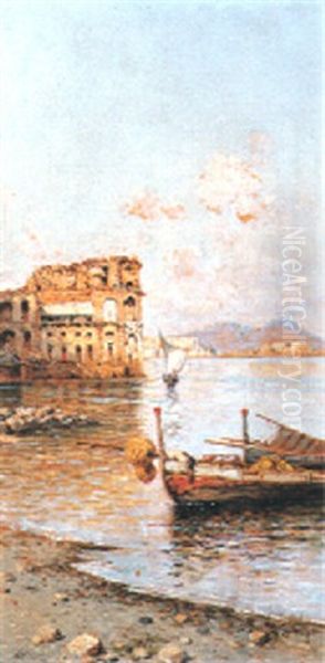 Napoli, Da Palazzo Donn'anna Oil Painting by Consalvo Carelli