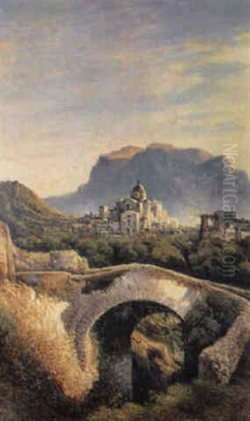 Veduta Di Capri Oil Painting by Consalvo Carelli