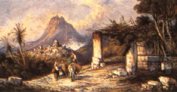 Paesaggio A Capri Oil Painting by Consalvo Carelli