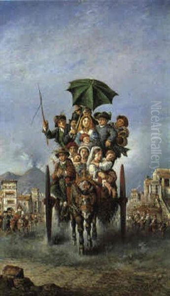 Festa A Portici Oil Painting by Consalvo Carelli