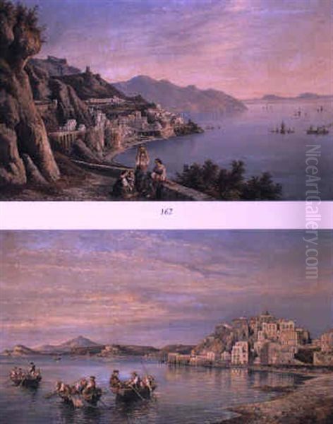 Amalfi E Il Golfo Di Salerno Oil Painting by Consalvo Carelli