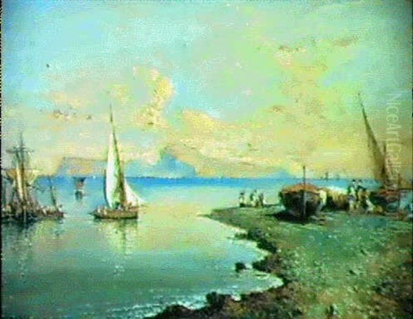 Fishing Off Capri Oil Painting by Consalvo Carelli