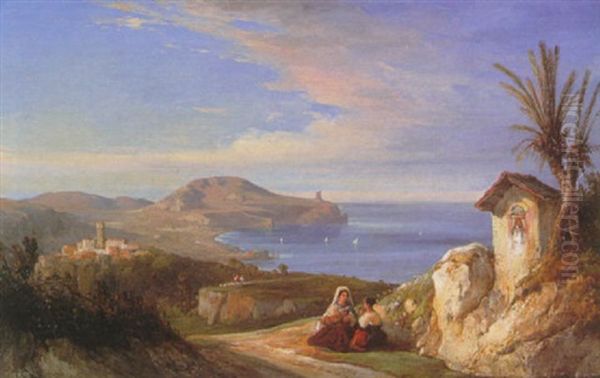 Vue De La Cote Italienne Oil Painting by Gabriel Carelli