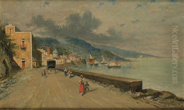 Amalfi, Near Naples Oil Painting by Giuseppe Carelli