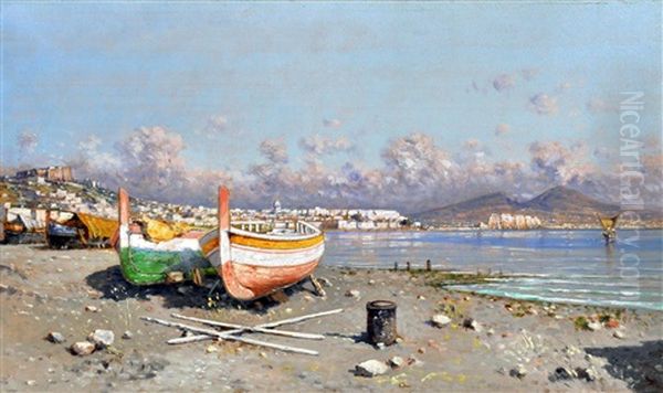 Marina Di Napoli Oil Painting by Giuseppe Carelli