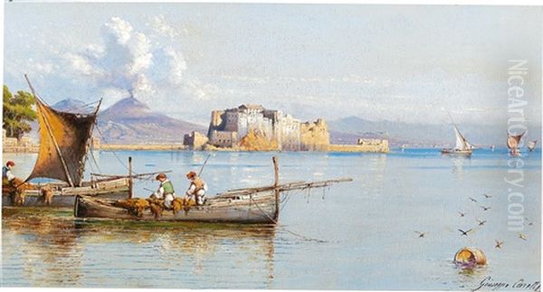 Fishermen In The Gulf Of Naples Oil Painting by Giuseppe Carelli