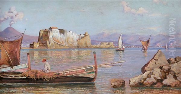 Marina A Napoli Oil Painting by Giuseppe Carelli