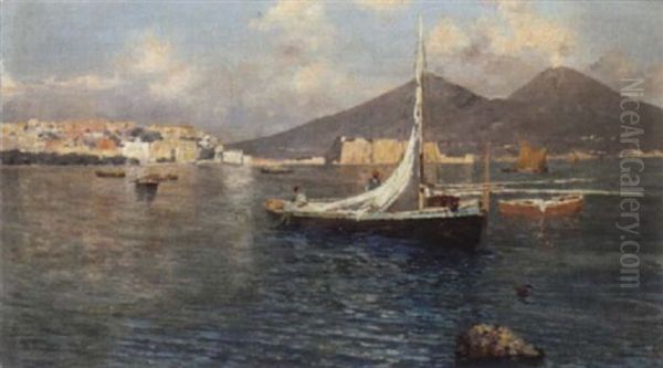 Segelboote Vor Der Kuste Bei Neapel Oil Painting by Giuseppe Carelli