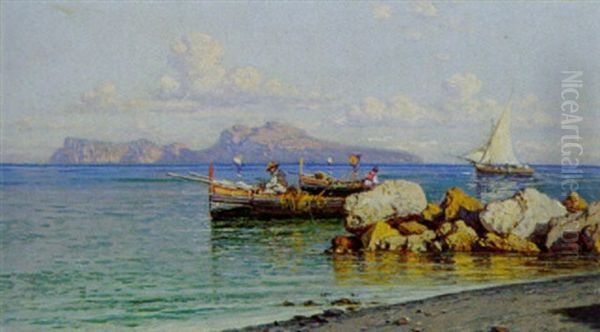 Fischerboote An Der Suditalienischen Kuste Oil Painting by Giuseppe Carelli