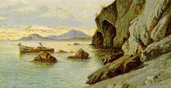 Pescatora Sotto Costa Oil Painting by Giuseppe Carelli