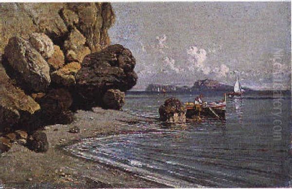 Pescatori Nella Costiera Sorrentina Oil Painting by Giuseppe Carelli