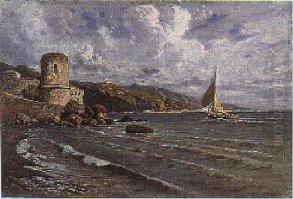 Paesaggio Costiero Con Torre Oil Painting by Giuseppe Carelli