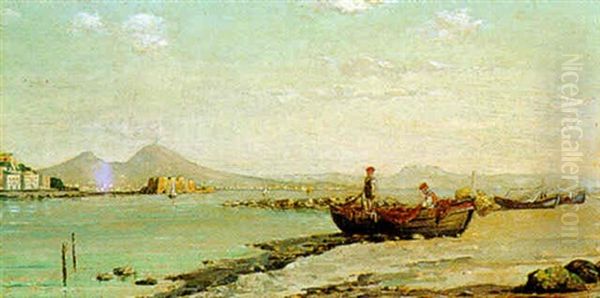 Napoli De Margellina Oil Painting by Giuseppe Carelli