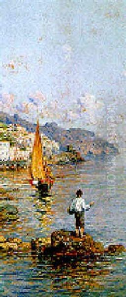 Pescatore Ad Amalfi Oil Painting by Giuseppe Carelli