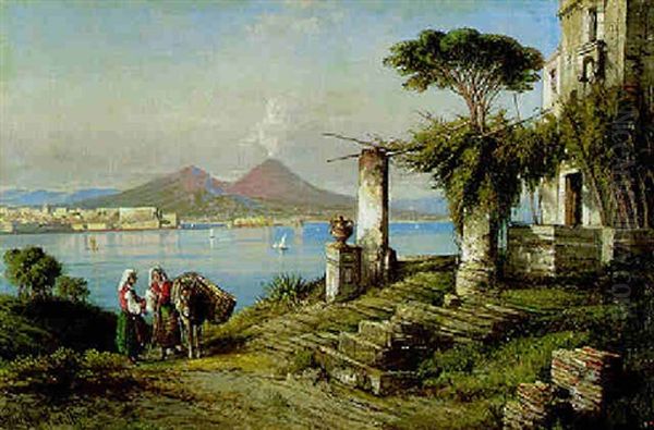 The Gulf Of Naples From Posillipo Oil Painting by Giuseppe Carelli