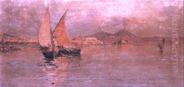 Fishing Boats On The Bay Of Naples Oil Painting by Giuseppe Carelli