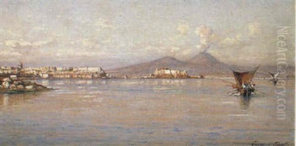 A View Of The Bay Of Naples From Mergellina Oil Painting by Giuseppe Carelli