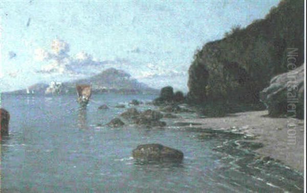 On The Neapolitan Coast Oil Painting by Giuseppe Carelli