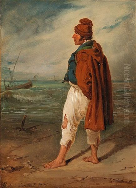 Neapolitan Fisherman Oil Painting by Raffaele Carelli