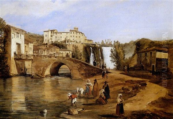 La Cascata Del Fibreno Oil Painting by Raffaele Carelli