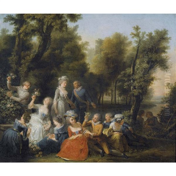 Fete Galante Dans Un Parc Oil Painting by Jacques Philippe Caresme