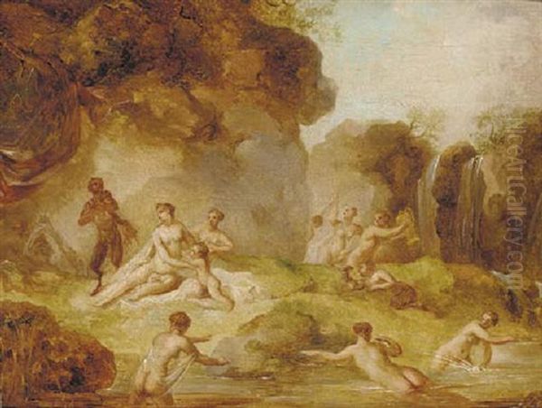 Diana And Her Nymphs Surprised By Satyr Oil Painting by Jacques Philippe Caresme