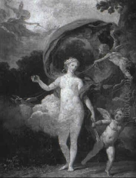 Venus And Cupid Oil Painting by Jacques Philippe Caresme