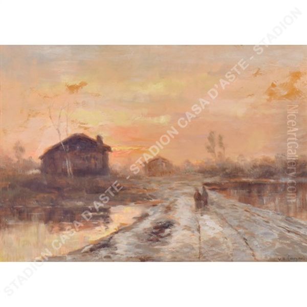 Tramonto Invernale Oil Painting by Vittore Antonio Cargnel