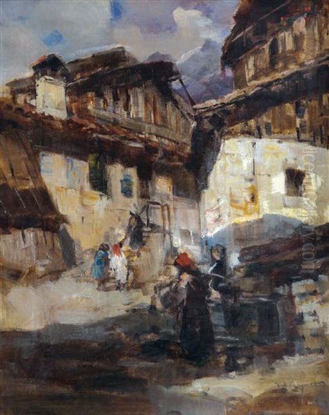 Scena Di Vita Montana Oil Painting by Vittore Antonio Cargnel