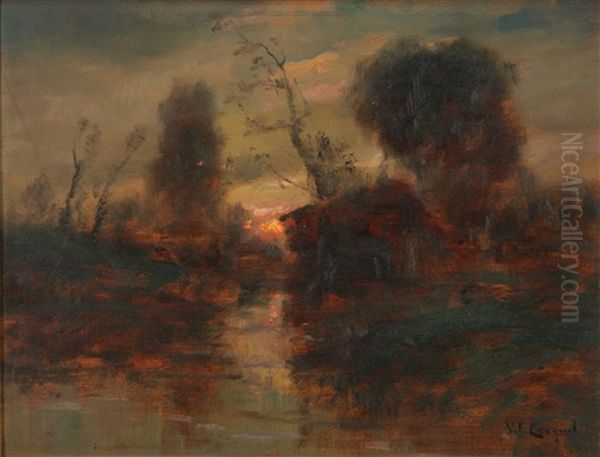 Tramonto D'autunno Oil Painting by Vittore Antonio Cargnel