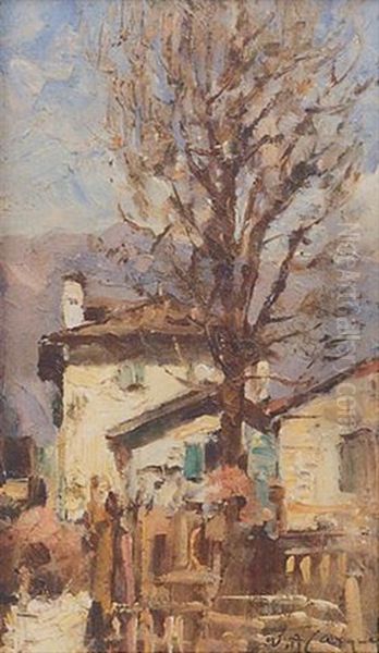 Primavera A Sacile Oil Painting by Vittore Antonio Cargnel