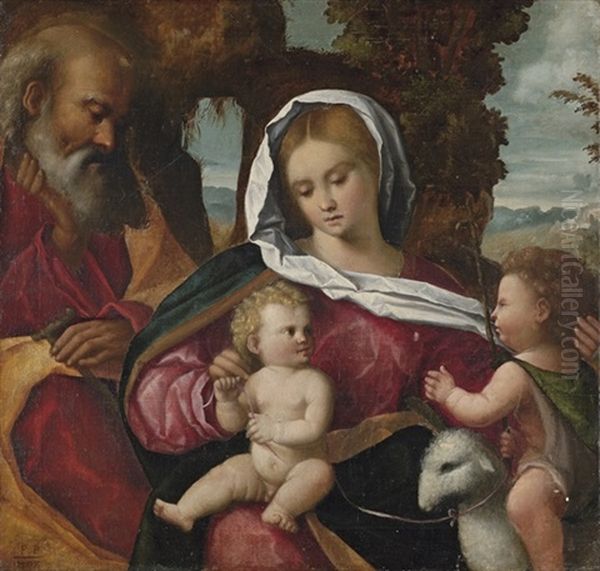 The Holy Family With The Infant Saint John The Baptist Oil Painting by Giovanni Cariani