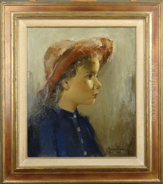 Portrait De Jeune Fille Oil Painting by Marius Carion